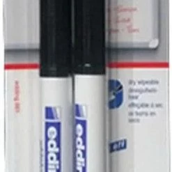 Korting 🥰 Edding Whiteboard Markers - Zwart - Stiften - 661 - Viltstift - 2 Stuks - Uitwisbaar ✔️