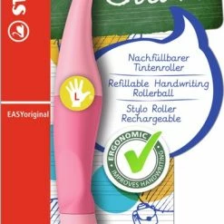 Begroting 🧨 STABILO EASYoriginal - Ergonomische Rollerball - Linkshandig - Blauwe Inkt - Navulbaar - Pastel Poeder Roze ❤️