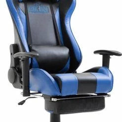 Beste deal 🧨 CLP Boavista - Racing Bureaustoel - Kunstleer Zwart/blauw Met Voetensteun 🛒