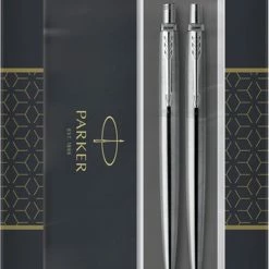 Kopen 👍 Parker Jotter Duo-cadeauset Met Balpen En Vulpotlood (0,5 Mm) | Stainless Steel Met Chromen Afwerking | Blauwe Inktnavulling ❤️