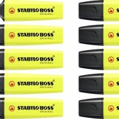 Beste Pirce ⭐ STABILO BOSS ORIGINAL - Markeerstift - Hoogste Kwaliteit - Geel - Doos 10 Stuks 🔥