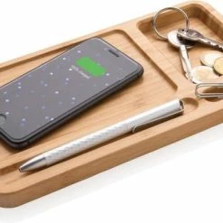 Beste Verkoop ⭐ Xtronic Bamboe Desk Organizer Met Draadloze Oplader | Bureau Organizer – Planner – Pennenbak - Wireless Charger – Apple – Samsung – Smartphone Statief – Houder Bureau – Gsm Statief – Pennenbakje 💯