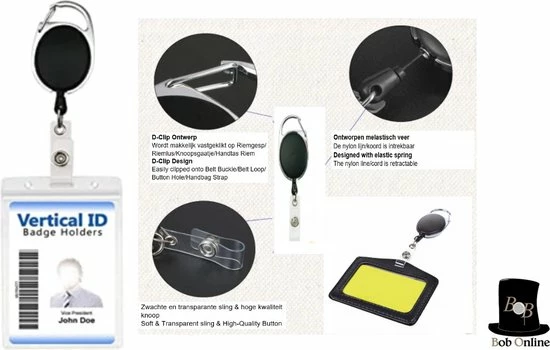 Kopen 🌟 Bob Online ™ - Setje Van 2 – ID JoJo's – D-Clip - Intrekbare Reel ID Badge Kaarthouder Zwart/Zilver – Pashouder Trekkoord - Set Of 2 Pull Badge Reel ID Yo Yo's – Badge Reel – Intrekbare ID-Kaart Roller Clip – Badgehouder Trekkoord 🎁 3 Kopen 🌟 Bob Online ™ - Setje Van 2 – ID JoJo's – D-Clip - Intrekbare Reel ID Badge Kaarthouder Zwart/Zilver – Pashouder Trekkoord - Set Of 2 Pull Badge Reel ID Yo Yo's – Badge Reel – Intrekbare ID-Kaart Roller Clip – Badgehouder Trekkoord 🎁 - Afbeelding 3