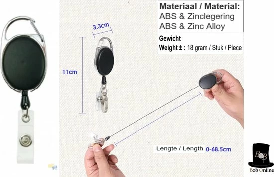 Kopen 🌟 Bob Online ™ - Setje Van 2 – ID JoJo's – D-Clip - Intrekbare Reel ID Badge Kaarthouder Zwart/Zilver – Pashouder Trekkoord - Set Of 2 Pull Badge Reel ID Yo Yo's – Badge Reel – Intrekbare ID-Kaart Roller Clip – Badgehouder Trekkoord 🎁 2 Kopen 🌟 Bob Online ™ - Setje Van 2 – ID JoJo's – D-Clip - Intrekbare Reel ID Badge Kaarthouder Zwart/Zilver – Pashouder Trekkoord - Set Of 2 Pull Badge Reel ID Yo Yo's – Badge Reel – Intrekbare ID-Kaart Roller Clip – Badgehouder Trekkoord 🎁 - Afbeelding 2
