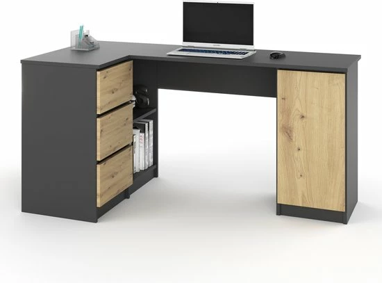 Groothandel ๐ AZ-Home - Hoekbureau Greg - Links - Antraciet/Eiken - Bureau - Computer Desk ๐ 1 Groothandel ๐ AZ-Home - Hoekbureau Greg - Links - Antraciet/Eiken - Bureau - Computer Desk ๐