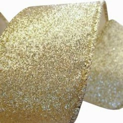 Hete verkoop 😉 Merkloos Kerst Lint Met IJzerdraad | Satijn Linnen Look | Weefband 38mm (3,8cm) | Goud Glitters Glitterband | Gouden Lurex Rand | Kerstlint Glitterlint | Stoffen Lint | Cadeaulint | Lengte: 3 Meter ✔️