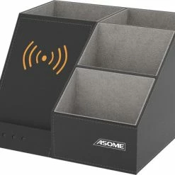 Gloednieuw 🌟 ASOME Pennenbak Met Draadloze Oplader - Desk Organizer - Bureau Accessoires - Draadloze Oplader - Bureau Organizer 💯