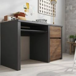 Gloednieuw ✔️ MEUBELLA Bureau Monaco - Eiken - Grijs ✨