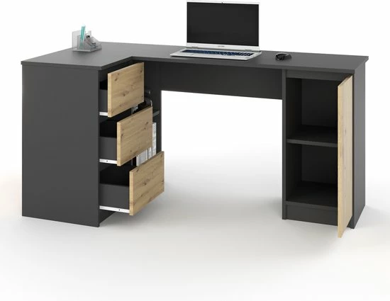 Groothandel ๐ AZ-Home - Hoekbureau Greg - Links - Antraciet/Eiken - Bureau - Computer Desk ๐ 3 Groothandel ๐ AZ-Home - Hoekbureau Greg - Links - Antraciet/Eiken - Bureau - Computer Desk ๐ - Afbeelding 3