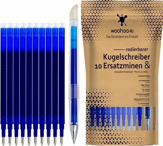 Flash-uitverkoop 😀 Woohoo4u 10 Balpenvullingen +1 Balpen | Eco Verpakking | Nobel Blauw | Uitwisbaar | Compatibel Met Frixion Vulling Pilot Ball En Frixion Click 🤩 1 Flash-uitverkoop 😀 Woohoo4u 10 Balpenvullingen +1 Balpen | Eco Verpakking | Nobel Blauw | Uitwisbaar | Compatibel Met Frixion Vulling Pilot Ball En Frixion Click 🤩