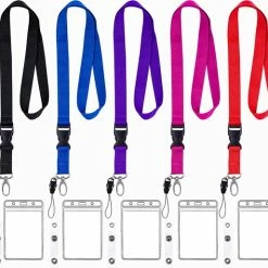 Beste Pirce 🌟 Mycramé 5 Stuks Afneembaar Lanyard Sleutelhanger En Keycord Met 4 Transparant Badgehouder - Badge Nekkoord - Pashouder/Kaarthouder Met Keykoord - Houder Voor Kaart/Sleutels - Telefoon/GSM Koord - Sleutelkoord - Plastic ID Pashouder - Universeel Telefoonkoord 🌟