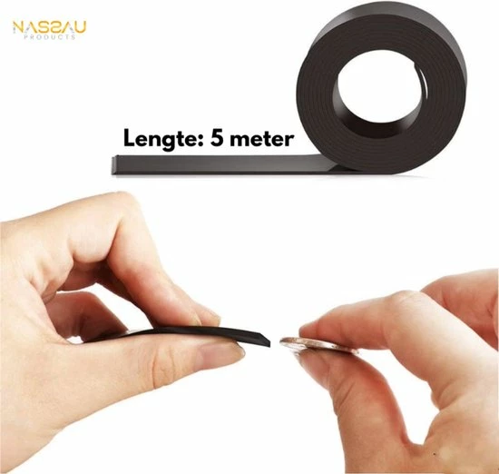 Korting 😉 Nassauproducts® - Magneetband Met Plakstrip - 5 Meter Lang - Magneetstrip - Magneet Tape - Zelfklevend - Zwart ⭐ 4 Korting 😉 Nassauproducts® - Magneetband Met Plakstrip - 5 Meter Lang - Magneetstrip - Magneet Tape - Zelfklevend - Zwart ⭐ - Afbeelding 4