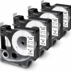 Aanbiedingen ✨ TELANO® 4 Stuks Plastic Labels D1 40913 Voor Dymo LabelManager - Zwart Op Wit - 9 Mm X 7 M - S0720680 Label Tape 😉