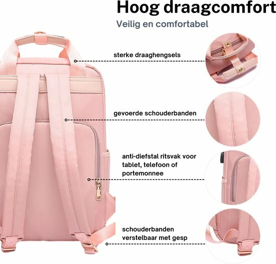 Aanbiedingen 🎁 ZILOU® Rugzak - 20-35 Liter - 15,6" Laptopvak - Anti-Diefstal - Roze ✨ 2 Aanbiedingen 🎁 ZILOU® Rugzak - 20-35 Liter - 15,6" Laptopvak - Anti-Diefstal - Roze ✨ - Afbeelding 2