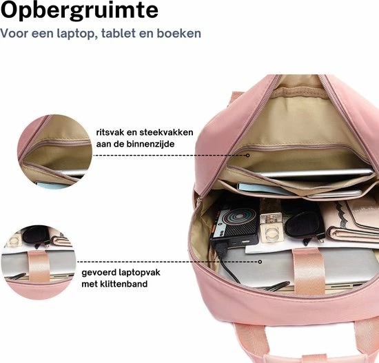 Aanbiedingen 🎁 ZILOU® Rugzak - 20-35 Liter - 15,6" Laptopvak - Anti-Diefstal - Roze ✨ 3 Aanbiedingen 🎁 ZILOU® Rugzak - 20-35 Liter - 15,6" Laptopvak - Anti-Diefstal - Roze ✨ - Afbeelding 3