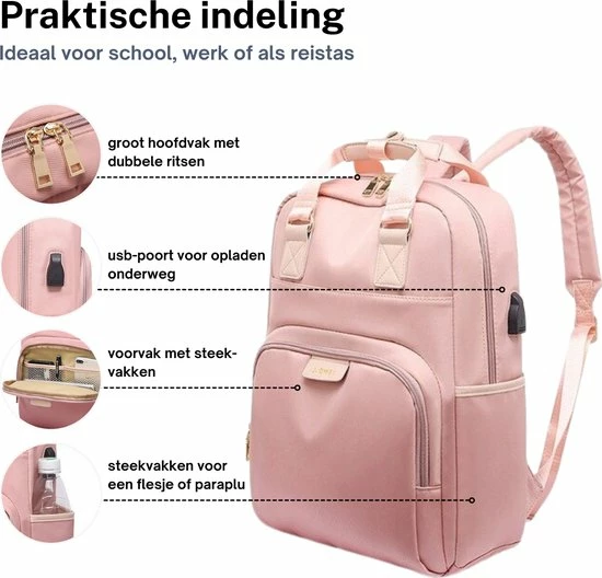 Aanbiedingen 🎁 ZILOU® Rugzak - 20-35 Liter - 15,6" Laptopvak - Anti-Diefstal - Roze ✨ 4 Aanbiedingen 🎁 ZILOU® Rugzak - 20-35 Liter - 15,6" Laptopvak - Anti-Diefstal - Roze ✨ - Afbeelding 4