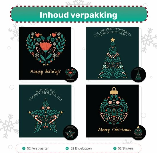 Goedkoopste 💯 Giftmas Kerstkaarten - Wenskaarten - 52 Stuks - Met Enveloppen En Stickers - 10x10cm 😍 4 Goedkoopste 💯 Giftmas Kerstkaarten - Wenskaarten - 52 Stuks - Met Enveloppen En Stickers - 10x10cm 😍 - Afbeelding 4