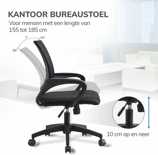 Coupon ๐ ACAZA Bureaustoel Met Armsteunen - In Hoogte Verstelbaar - Met Wielen - Zwart ๐งจ 2 Coupon ๐ ACAZA Bureaustoel Met Armsteunen - In Hoogte Verstelbaar - Met Wielen - Zwart ๐งจ - Afbeelding 2