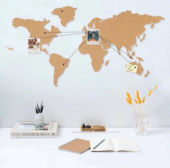 Flash-uitverkoop ✔️ Navaris Prikbord Van Kurk 18-delig - Wandbord Met 10 Punaises - 102 X 50,3 Cm - Zelfklevend - Wanddecoratie - Wereldkaart 🥰 4 Flash-uitverkoop ✔️ Navaris Prikbord Van Kurk 18-delig - Wandbord Met 10 Punaises - 102 X 50,3 Cm - Zelfklevend - Wanddecoratie - Wereldkaart 🥰 - Afbeelding 4