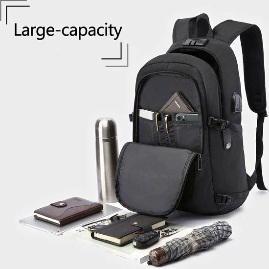 Beste Verkoop 👍 IGOODS Laptoprugzak - Reizen Anti-diefstal Zakelijke Rugzak - Tas Met USB-oplaadpoort - 14 T/m 15,6 Inch - Zwart 🛒 2 Beste Verkoop 👍 IGOODS Laptoprugzak - Reizen Anti-diefstal Zakelijke Rugzak - Tas Met USB-oplaadpoort - 14 T/m 15,6 Inch - Zwart 🛒 - Afbeelding 2