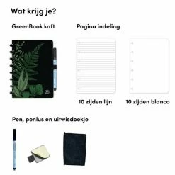 Hete verkoop 😍 Greenstory GreenBook - Uitwisbaar Notitieboek - A5 - Lijn & Blanco - Forest Green 👏 -Crafts&Co winkel 550x550 154