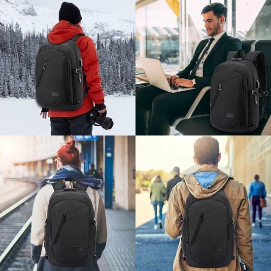 Beste Verkoop 👍 IGOODS Laptoprugzak - Reizen Anti-diefstal Zakelijke Rugzak - Tas Met USB-oplaadpoort - 14 T/m 15,6 Inch - Zwart 🛒 4 Beste Verkoop 👍 IGOODS Laptoprugzak - Reizen Anti-diefstal Zakelijke Rugzak - Tas Met USB-oplaadpoort - 14 T/m 15,6 Inch - Zwart 🛒 - Afbeelding 4