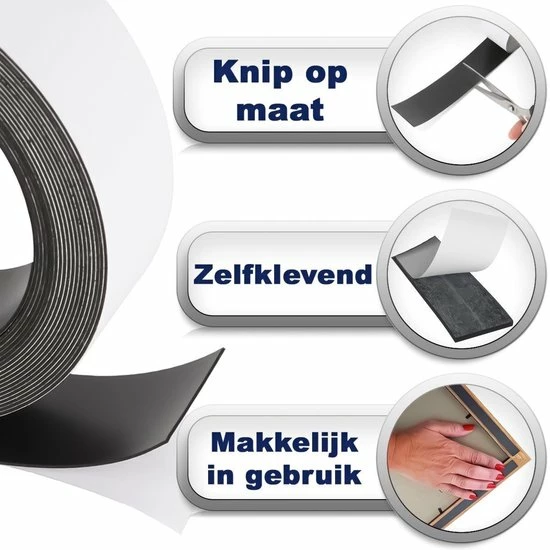 Korting 😉 Nassauproducts® - Magneetband Met Plakstrip - 5 Meter Lang - Magneetstrip - Magneet Tape - Zelfklevend - Zwart ⭐ 2 Korting 😉 Nassauproducts® - Magneetband Met Plakstrip - 5 Meter Lang - Magneetstrip - Magneet Tape - Zelfklevend - Zwart ⭐ - Afbeelding 2