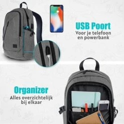 Flash-uitverkoop 💯 TRVLMORE Rugzak - 25 L - 15,6 Inch - Laptop Rugtas - Waterafstotend - Grijs 👍 -Crafts&Co winkel 550x550 178