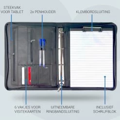 Goedkoopste ✨ Goodmans Goodman - Schrijfmap A4 - Conferentiemap - Schrijfblok - Met Ritssluiting En Tablet Vak - Zwart ✨ -Crafts&Co winkel 550x550 18