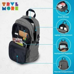 Flash-uitverkoop 💯 TRVLMORE Rugzak - 25 L - 15,6 Inch - Laptop Rugtas - Waterafstotend - Grijs 👍 -Crafts&Co winkel 550x550 180