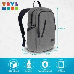 Flash-uitverkoop 💯 TRVLMORE Rugzak - 25 L - 15,6 Inch - Laptop Rugtas - Waterafstotend - Grijs 👍 -Crafts&Co winkel 550x550 184