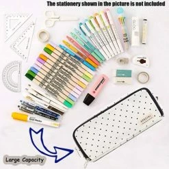 Flash-uitverkoop 🧨 LIXIN Etui - Black Dots - Pennenzak Voor Jongens En Meisjes - Canvas - Linnen - Grote Capaciteit - School Etui - Etui Voor Kinderen En Volwassenen - School - Terug Naar School - Back To School - Leuke Telescopishe Pennenhouder - Leuk Etui 🔥 -Crafts&Co winkel 550x550 232