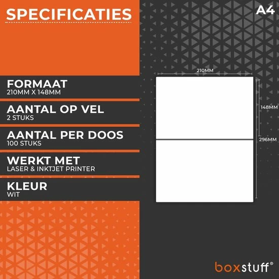 Kopen π₯° Boxstuff A4 Stickervellen - Verzend Etiketten Stickers - Geschikt Inktjet En Laser Printers - 2 Per Vel - 210x148MM π 2 Kopen π₯° Boxstuff A4 Stickervellen - Verzend Etiketten Stickers - Geschikt Inktjet En Laser Printers - 2 Per Vel - 210x148MM π - Afbeelding 2