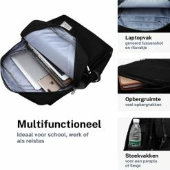 Kopen 🔔 ZILOU® Rugtas - Rugzak - 20-35 Liter - 16" Laptopvak - School - Zwart ⌛ -Crafts&Co winkel 550x550 243