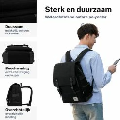 Kopen 🔔 ZILOU® Rugtas - Rugzak - 20-35 Liter - 16" Laptopvak - School - Zwart ⌛ -Crafts&Co winkel 550x550 245