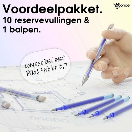 Flash-uitverkoop 😀 Woohoo4u 10 Balpenvullingen +1 Balpen | Eco Verpakking | Nobel Blauw | Uitwisbaar | Compatibel Met Frixion Vulling Pilot Ball En Frixion Click 🤩 2 Flash-uitverkoop 😀 Woohoo4u 10 Balpenvullingen +1 Balpen | Eco Verpakking | Nobel Blauw | Uitwisbaar | Compatibel Met Frixion Vulling Pilot Ball En Frixion Click 🤩 - Afbeelding 2
