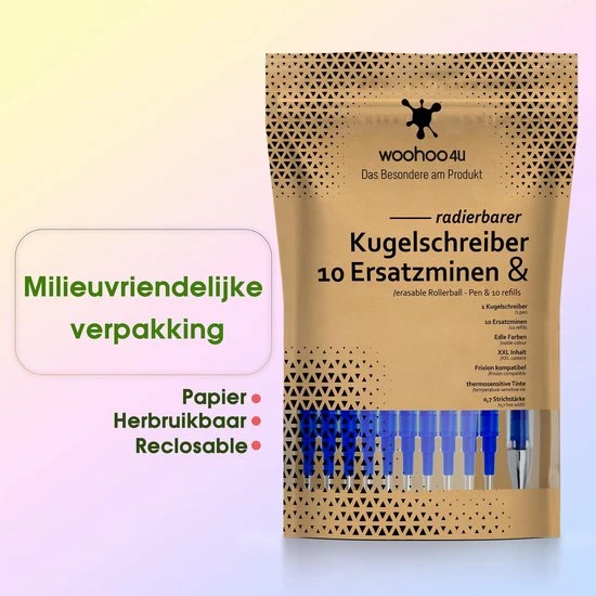 Flash-uitverkoop 😀 Woohoo4u 10 Balpenvullingen +1 Balpen | Eco Verpakking | Nobel Blauw | Uitwisbaar | Compatibel Met Frixion Vulling Pilot Ball En Frixion Click 🤩 5 Flash-uitverkoop 😀 Woohoo4u 10 Balpenvullingen +1 Balpen | Eco Verpakking | Nobel Blauw | Uitwisbaar | Compatibel Met Frixion Vulling Pilot Ball En Frixion Click 🤩 - Afbeelding 5