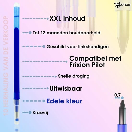 Flash-uitverkoop 😀 Woohoo4u 10 Balpenvullingen +1 Balpen | Eco Verpakking | Nobel Blauw | Uitwisbaar | Compatibel Met Frixion Vulling Pilot Ball En Frixion Click 🤩 6 Flash-uitverkoop 😀 Woohoo4u 10 Balpenvullingen +1 Balpen | Eco Verpakking | Nobel Blauw | Uitwisbaar | Compatibel Met Frixion Vulling Pilot Ball En Frixion Click 🤩 - Afbeelding 6