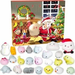 Coupon 💯 A.K.A. Adventskalender 2022 - 24 Mochi Squishies – Met Kerstman - Elke Dag Nieuwe Verrassingen – Schattig - Leuk Voor Kerstmis - 24 Stuks 🤩