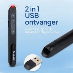 Beste Pirce ⭐ Techard Presenter Met Pointer Bluetooth Draadloze Aanwijspen Presentatie Klikker Laserpen Soft-Touch MacOS, Windows, Android - Inclusief AAA-Batterij ✔️ -Crafts&Co winkel 550x550 322