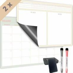 Promo 😍 Urban State Magnetische Weekplanner Whiteboard (2) - Planner Magnetisch - Planbord - Familieplanner - Maandplanner Magnetisch ✔️