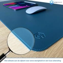 Beste deal ⌛ ViveGrace Bureau Onderlegger - Muismat - Bureaumat - 80x40 Cm - Met Stiksels & Anti-Slip - PU Leer - Donker Teal 🤩 -Crafts&Co winkel 550x550 381