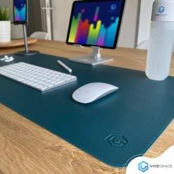 Beste deal ⌛ ViveGrace Bureau Onderlegger - Muismat - Bureaumat - 80x40 Cm - Met Stiksels & Anti-Slip - PU Leer - Donker Teal 🤩 -Crafts&Co winkel 550x550 383