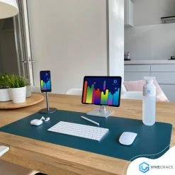 Beste deal ⌛ ViveGrace Bureau Onderlegger - Muismat - Bureaumat - 80x40 Cm - Met Stiksels & Anti-Slip - PU Leer - Donker Teal 🤩 -Crafts&Co winkel 550x550 384
