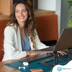 Beste deal ⌛ ViveGrace Bureau Onderlegger - Muismat - Bureaumat - 80x40 Cm - Met Stiksels & Anti-Slip - PU Leer - Donker Teal 🤩 -Crafts&Co winkel 550x550 385