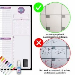 Nieuw 🎁 SOFUH® Whiteboard - Weekplanner & Maandplanner – Inclusief Whiteboard Marker En Whiteboard Wisser – Magnetische Whiteboard – Agenda – Memobord, Planbord, Schoolbord - Familieplanner - Planners 💯 -Crafts&Co winkel 550x550 392