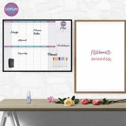 Nieuw 🎁 SOFUH® Whiteboard - Weekplanner & Maandplanner – Inclusief Whiteboard Marker En Whiteboard Wisser – Magnetische Whiteboard – Agenda – Memobord, Planbord, Schoolbord - Familieplanner - Planners 💯 -Crafts&Co winkel 550x550 394