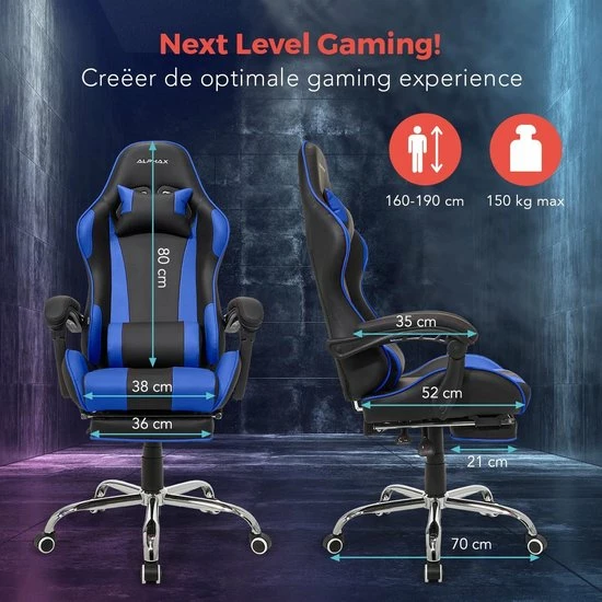 Beste recensies van 😉 LifeGoods AlphaX Gamestoel - Bureaustoel Met Voetsteun - Verstelbaar - Kunstleer - Zwart/Blauw 🌟 2 Beste recensies van 😉 LifeGoods AlphaX Gamestoel - Bureaustoel Met Voetsteun - Verstelbaar - Kunstleer - Zwart/Blauw 🌟 - Afbeelding 2
