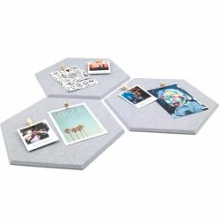Beste deal 🔔 Homeon Prikbord Memobord Vilt - Hexagon - Zelfklevend - Grijs - 3 Stuks 👏 -Crafts&Co winkel 550x550 548