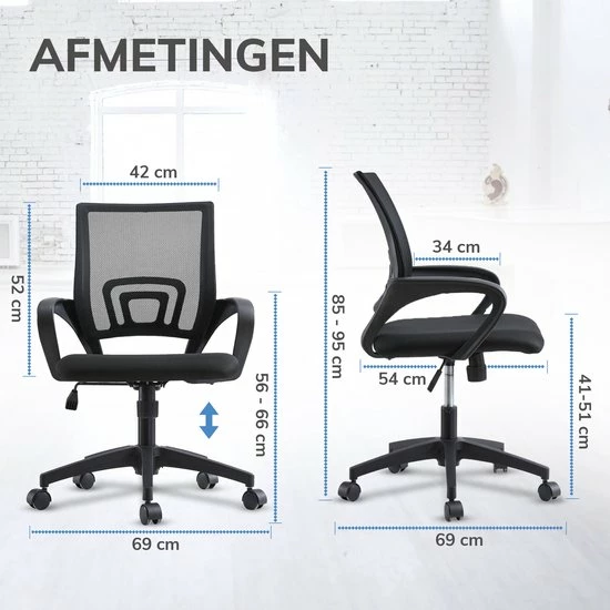 Coupon ๐ ACAZA Bureaustoel Met Armsteunen - In Hoogte Verstelbaar - Met Wielen - Zwart ๐งจ 5 Coupon ๐ ACAZA Bureaustoel Met Armsteunen - In Hoogte Verstelbaar - Met Wielen - Zwart ๐งจ - Afbeelding 5